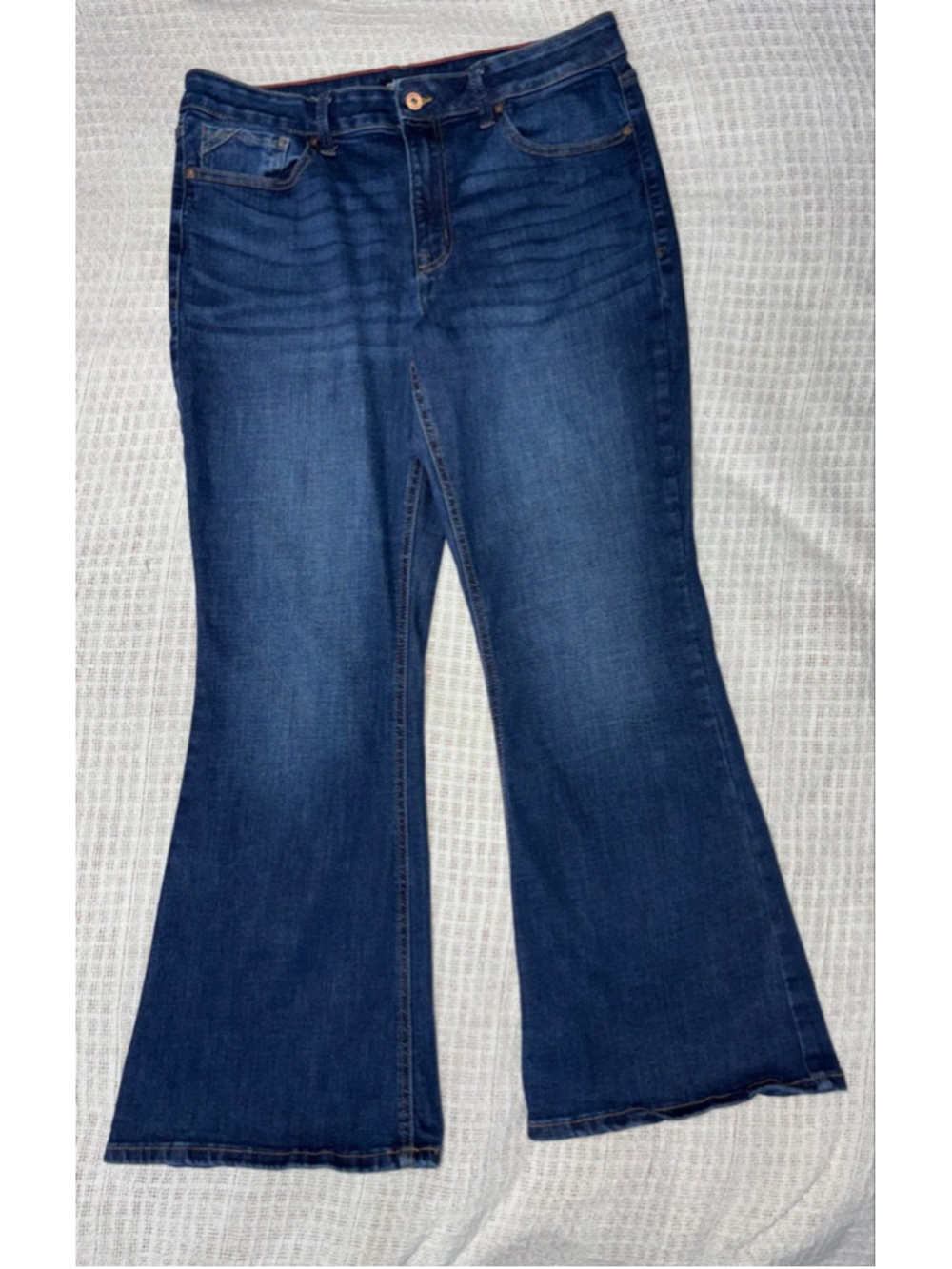 Maurices Edgely Dark Wash Mid-Rise Flare Boho Western Denim Jeans Plus Size 16
